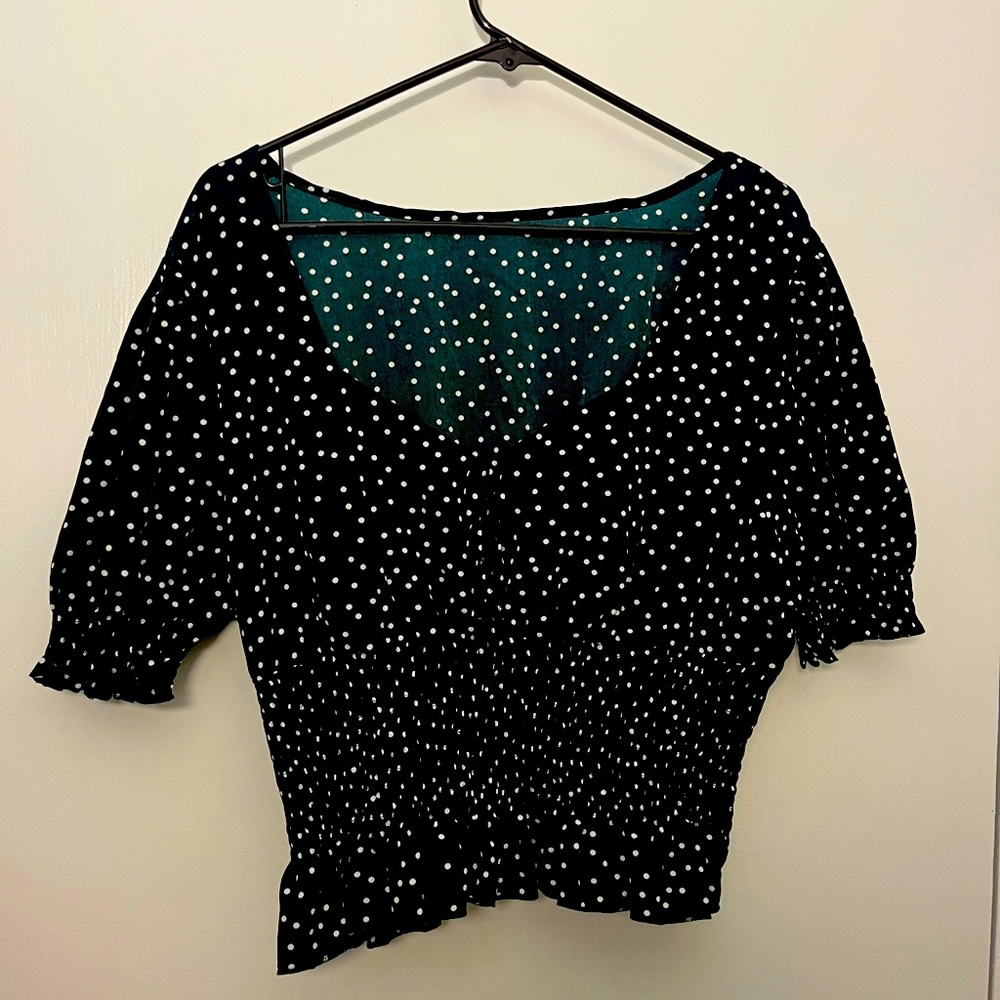 Dressy Crop Polka Dot Shirt